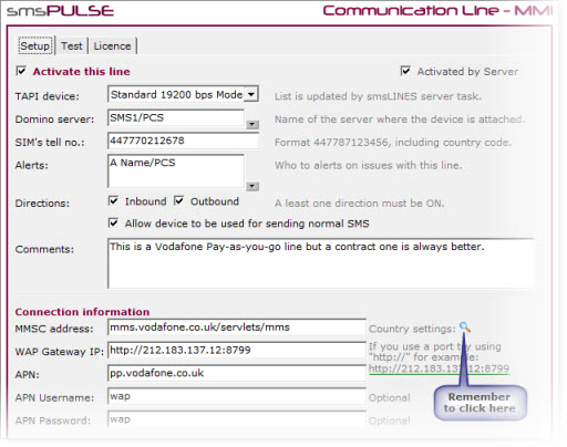 Setting of MMS line using
MM1